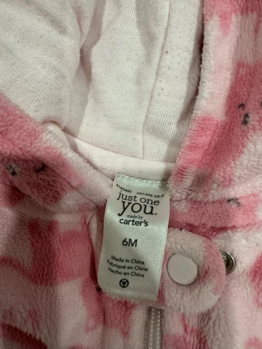 Carter's Pink Hooded Fleece Baby One-Piece with Fox Print